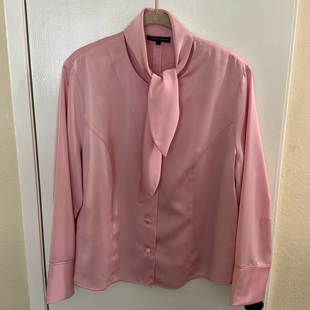 Pink “p-bow” button down shirt
